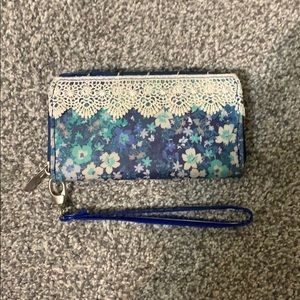 small blue wristlet